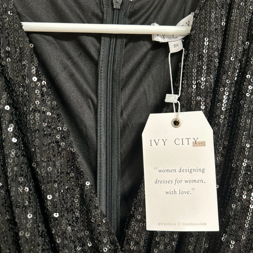 Beaded Faux Wrap Dress - Picture 4 of 5
